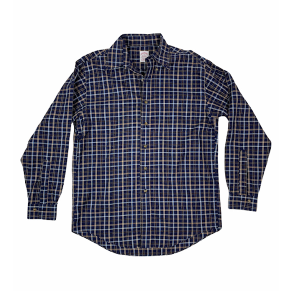 Brooks Brothers Non Iron Regular Fit Cotton Blue Plaid Button-Down Shirt Size M